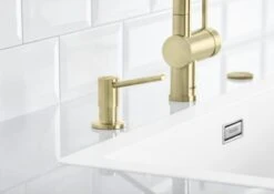 Blanco Accessori - Dispenser Di Detergente Torre, Color Oro Satinato 526700 -Staub in Italia 04d0e050d6496cfe9a0a7f58