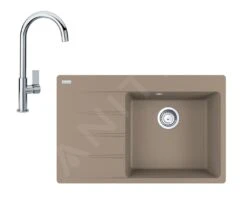 Franke Set - Set G226, Lavello In Fragranite CNG 611-78 TL/7 E Miscelatore FP 0408.031, Cashmere/cromo 114.0650.819