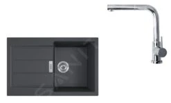 Franke Set - Set T82, Lavello In Tectonite S2D 611-78 E Miscelatore FN 0147.031, Nero/cromo 143.0618.715