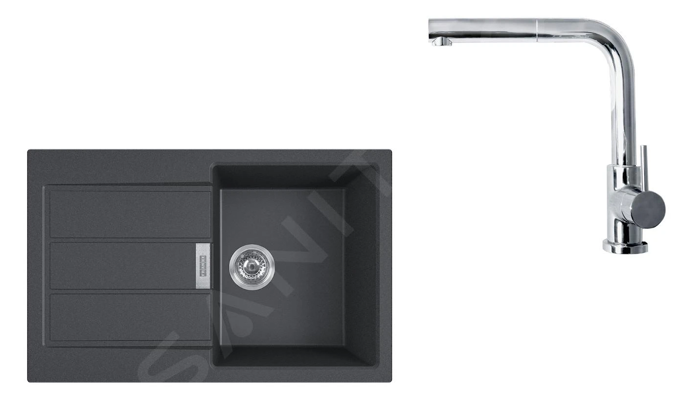 Franke Set - Set T82, Lavello In Tectonite S2D 611-78 E Miscelatore FN 0147.031, Nero/cromo 143.0618.715 3 Franke Set - Set T82, Lavello In Tectonite S2D 611-78 E Miscelatore FN 0147.031, Nero/cromo 143.0618.715