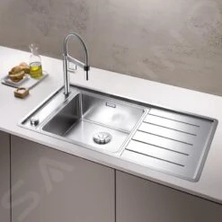 Blanco Andano - Lavello, 1000x500 Mm, Con Comando Remoto Dello Scarico E Vaschetta, Acciaio Inox 523000 -Staub in Italia 304e091349b6b06cad47591d