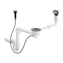 Hansgrohe Sistemi Di Scarico - Sistema Automatico Di Scarico E Troppopieno Per Lavello A Vasca Singola In Granito, Cromato 43937000