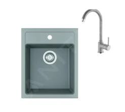 Franke Set - Set Da Cucina T101, Lavello In Tectonite SID 610-40 E Miscelatore FP 9000.084, Grigio 143.0675.709