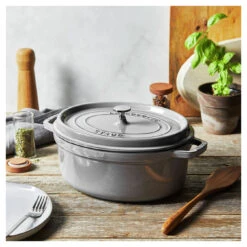 Staub Cocotte Ovale - 31 Cm, Colore Grigio Grafite -Staub in Italia 750058442