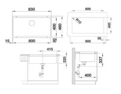 Blanco Subline 800 - Lavello In Silgranit, 830x460 Mm, InFino, Color Alluminio 523143 -Staub in Italia 7788242135b7b82595b7e506