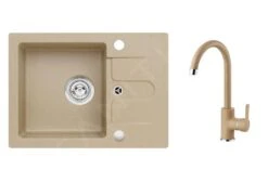 Alveus Set - Set Lavello In Granito Cortina 10 E Miscelatore Tonia, Beige SETA21009