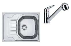 Franke Set - Set N73, Lavello In Acciaio Inox OLN 611-63 E Miscelatore FC 9547.031, Acciaio Inox/cromo 101.0618.834