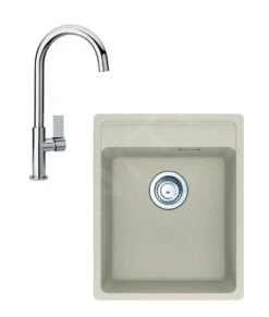 Franke Set - Set G240, Lavello In Fragranite MRG 610-37 RTL E Miscelatore FP 0408.031, Sahara/cromo 114.0675.649
