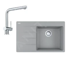 Franke Set - Set G224, Lavello In Fragranite CNG 611-78 TL/7 E Miscelatore Samoa, Pietra Grigia/cromo 114.0650.802
