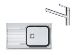Franke Set - Set N84, Lavello In Acciaio Inox SRX 611-86 LB E Miscelatore FC 3054.031, Inox/cromo 101.0650.599