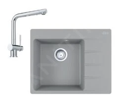 Franke Set - Set G212, Lavello In Fragranite CNG 611-62 TL/2 E Miscelatore Samoa, Pietra Grigia/cromo 114.0650.743