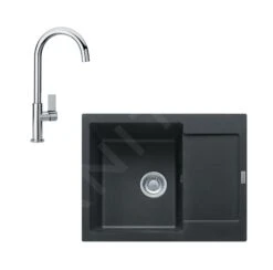 Franke Set - Set Da Cucina G165, Lavello In Fragranite MRG 611-62 E Miscelatore FP 0408.031, Onice/cromo 114.0587.924