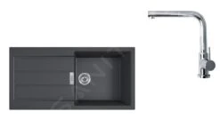 Franke Set - Set T77, Lavello In Tectonite S2D 611-100 E Miscelatore FN 0147.031, Nero/cromo 143.0616.932