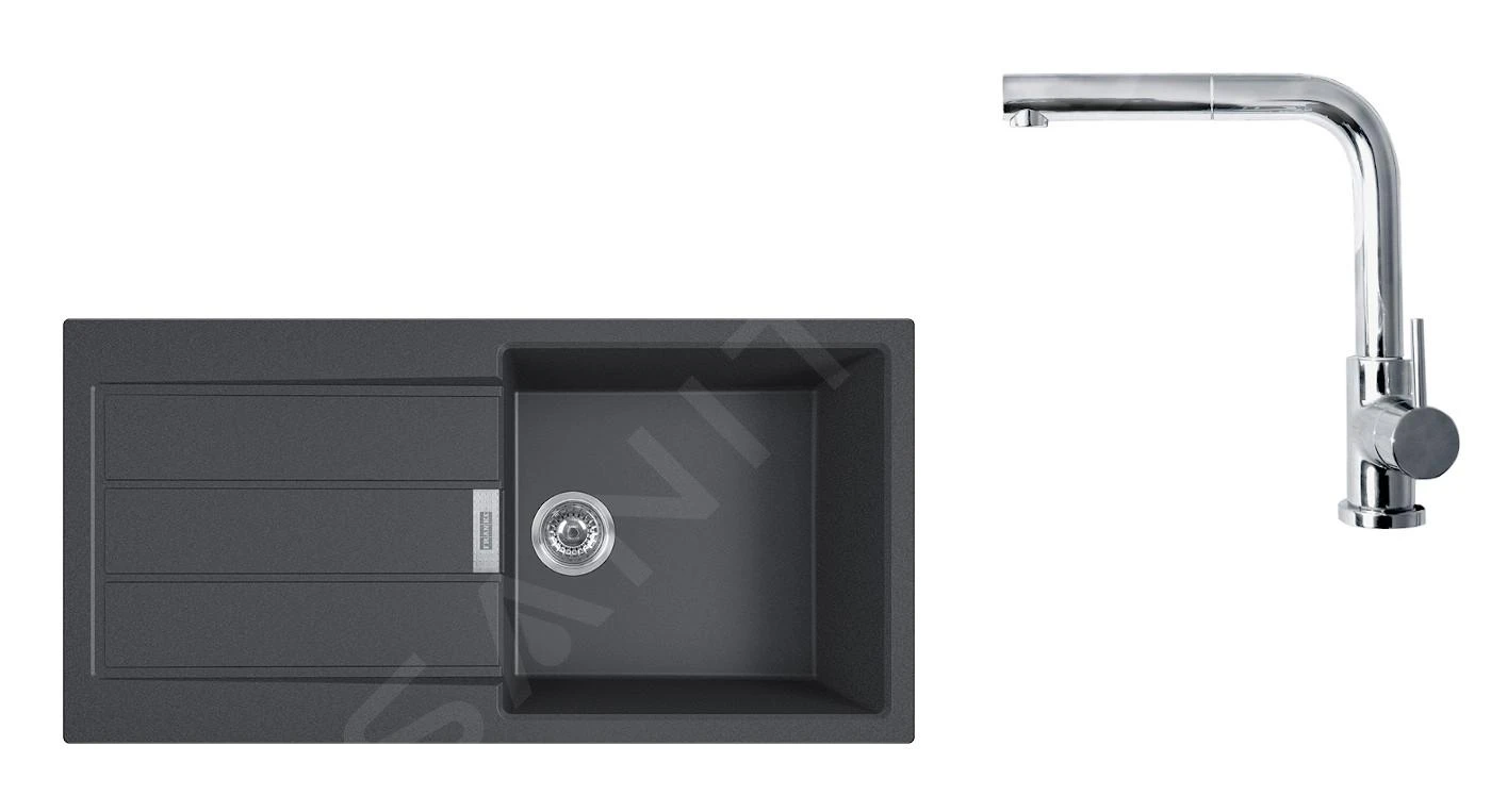 Franke Set - Set T77, Lavello In Tectonite S2D 611-100 E Miscelatore FN 0147.031, Nero/cromo 143.0616.932 3 Franke Set - Set T77, Lavello In Tectonite S2D 611-100 E Miscelatore FN 0147.031, Nero/cromo 143.0616.932