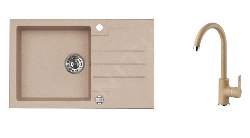 Alveus Set - Set Lavello Rock 130 E Miscelatore Tonia, Beige SETA066 3 Alveus Set - Set Lavello Rock 130 E Miscelatore Tonia, Beige SETA066