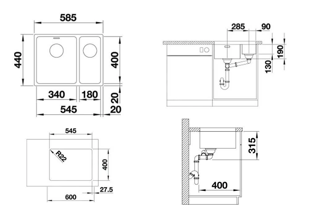 Blanco Andano 340/180 - Lavello, 585x440 Mm, Sx, Acciaio Inox 522979 4 Blanco Andano 340/180 - Lavello, 585x440 Mm, Sx, Acciaio Inox 522979 - immagine 2