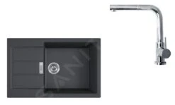 Franke Set - Set T88, Lavello In Tectonite S2D 611-78 XL E Miscelatore FN 0147.031, Nero/cromo 143.0618.741