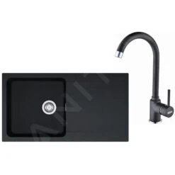 Franke Set - Set Per Cucina T41, Lavello In Tectonite OID 611, Nero + Miscelatore FP 9900.099, Nero 114.0441.337